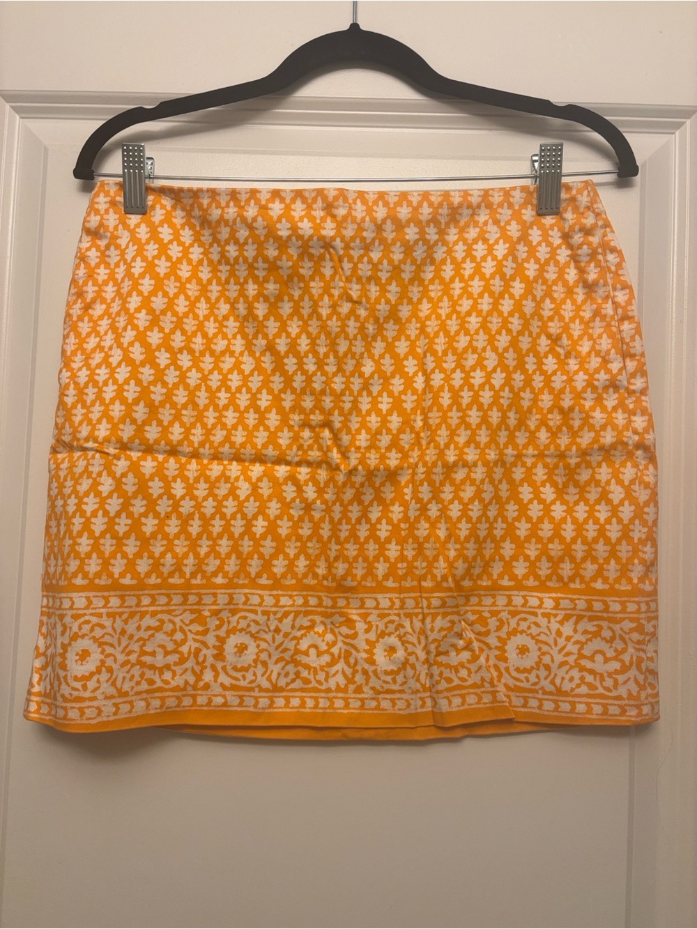 J. Crew Yellow and White Printed Mini Skirt